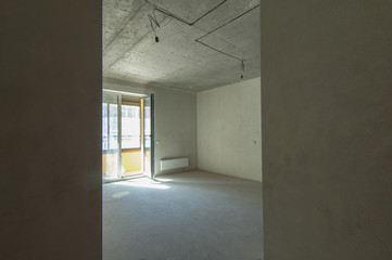Russia, Moscow- May 23, 2018: interior room apartment. standard self-finish rough repair in new building