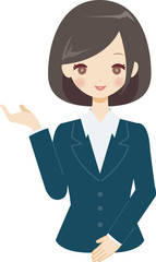 女性 スーツ ビジネス　指差し　手