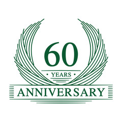 60 years design template. Sixty years jubilee logo. Vector and illustration.