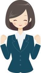 女性 スーツ ビジネス　喜ぶ　嬉しい　ガッツ