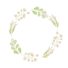 Fototapeta na wymiar minimal flat style grass flower spring wreath eps10 vector illustration