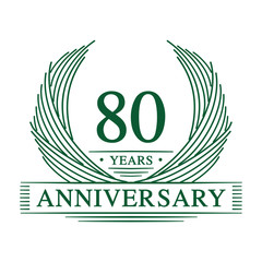 80 years design template. Eighty years jubilee logo. Vector and illustration.