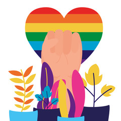 Isolated lgtbiq heart and fist vector design