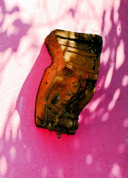 antefix ceramic in many colors in abstract background