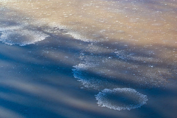 Ice on dirty water as an abstract background