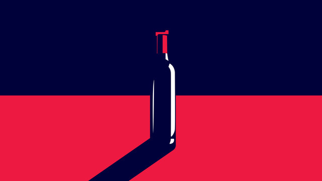 A bottle of wine in a minimal style