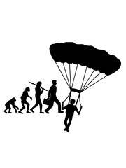 evolution fallschirmspringer silhouette liebe springen logo hobby geöffneter fallschirm spaß absturz fliegen fallen tief boden clipart cool luft design
