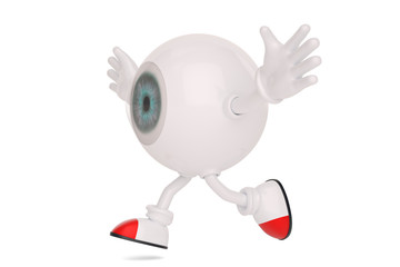 Eyeball cartoon character isolated on white background. 3D illustration.