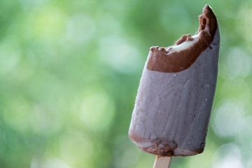 Tasty delicious with ice cream stick chocolate bar