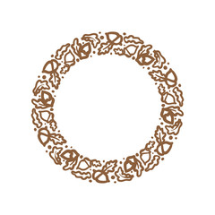 Hand drawn acorn circle frame wraith design template