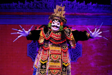 Fototapeta premium Bali Rangda Dancer. Telek-Jauk is traditional dance from Bali, Indonesia.