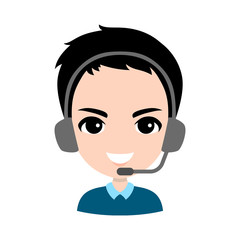 Call center male smile cute cartoon icon	