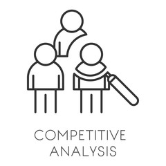 Startup and business, competitive analysis or data analyzing isolated outline icon