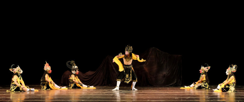 Tari Topeng Panji / Panji Traditional Dance. Traditional mask dance "Smara Dahana" from Malang, East Java, Indonesia.
