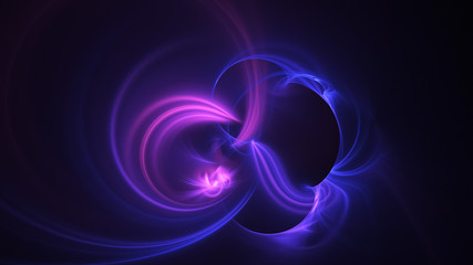 Abstract transparent blue and violet smoky shapes. Fantasy light background. Digital fractal art. 3d rendering.