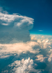 Naklejka premium The cloud landscape at an altitude of 10,000 meters under the sun