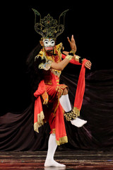 Tari Topeng Panji / Panji Traditional Dance. Traditional mask dance "Smara Dahana or Asmaradahana" from Malang, East Java, Indonesia.