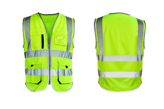 Safety Vest Reflective shirt beware, guard, mind, traffic shirt, safety shirt, rescue, police, security shirt protective jacket isolated on white background. This has clipping path.