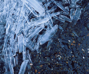 Blue ice abstract natural background
