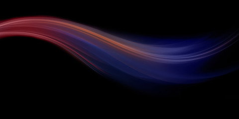 Fractal wave on a black background. Comet tail. Copy space
