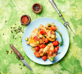 Baked chicken in vegetables