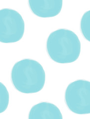 Lovely Watercolor Style Geometric Vector Pattern with Big Hand Drawn Blue Dots Isolated on a White Background.Childish Style Dotted Print for Fabric, Textile, Wrapping Paper, Party Decoration.