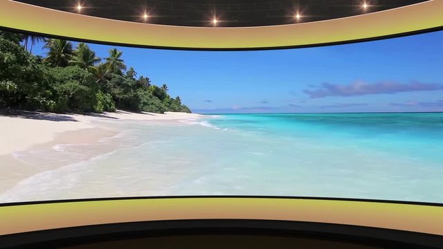 18HD News Virtual Studio Green Screen Background Yellow Clear Beach