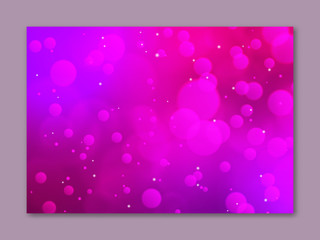 Glamour pink and purple blurred background with bokeh soft lights. Glitter lights backdrop use for promotion and advertising. Abstract defocused wallpaper vector illustration. Festive luminous design