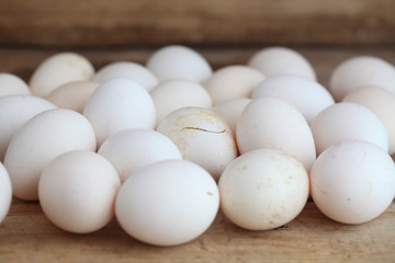 Fresh farm chicken eggs on the counter.