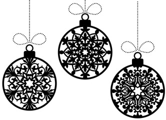 Vector snowflake ball laser cut template. Cutout pattern of Christmas and New Year decoration. Background illustration for greeting card, banner and other holiday media. - 286644911