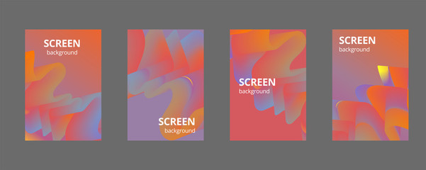 Modern abstract screen covers set. Cool gradient shapes composition. Futuristic design.