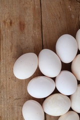 Fresh farm chicken eggs on the counter.