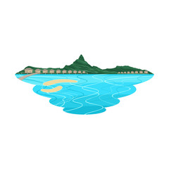 Bora Bora Beach Island and Resort Landscape Vector