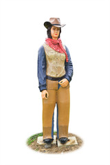 Cowboy doll lady isolated on white background. This has clipping path. 
