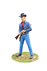 Cowboy doll man isolated on white background. This has clipping path.  