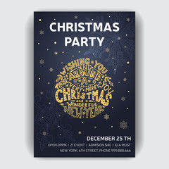 Vector illustration of happy new year. Hand drawn ivite for Christmas party.
