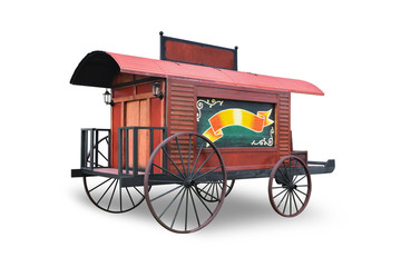 Cowboy wagon isolated on white background. This has clipping path. 