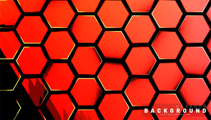 Abstract hexagon gradient colorful light pattern with a dark background technology style. Honeycomb. Vector illustration