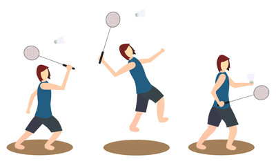 man playing badminton in several poses