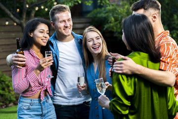 Group of young friends together outdoos