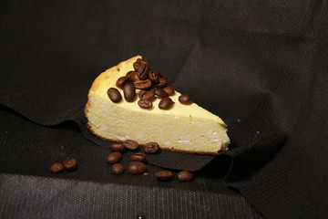 piece of  cake with coffee beans