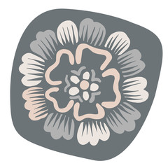 Vector design with element floral in color. Stylized hand print printed pattern. Elements isolated on white background. Can be used for printing on paper, stickers, badges, bijouterie, cards, textiles