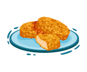 Breaded chicken meatballs. Vector illustration on a white background.