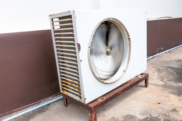 Old air conditioner outdoor unit, The air conditioner rusted.