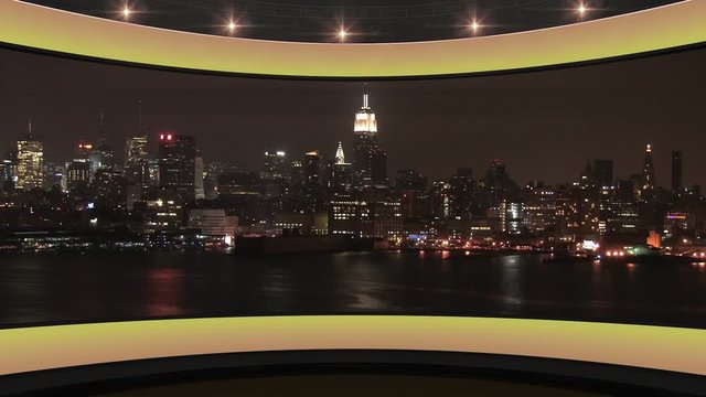 20HD News Virtual Studio Green Screen Background Yellow Cityscape