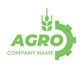 Logo template for agro company. Green vector isolated icon.