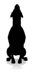 A detailed animal silhouette of a pet dog