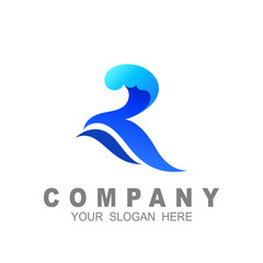 Obraz premium logo letter r and wave icon vector, wave logo with simple , ocean symbol, blue logo