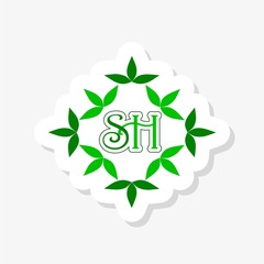SH S H Initial Letter Logo Design Element. Logo Sticker Template
