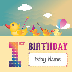 1st Birthday Greeting Card with Duck